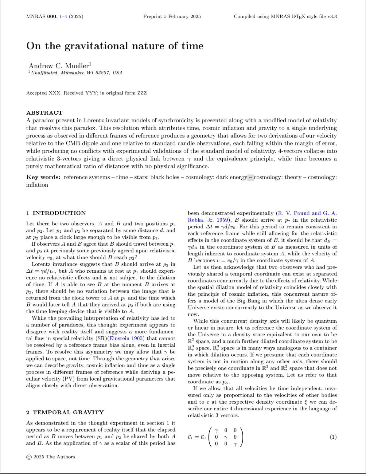 On the gravitational nature of time - page 1